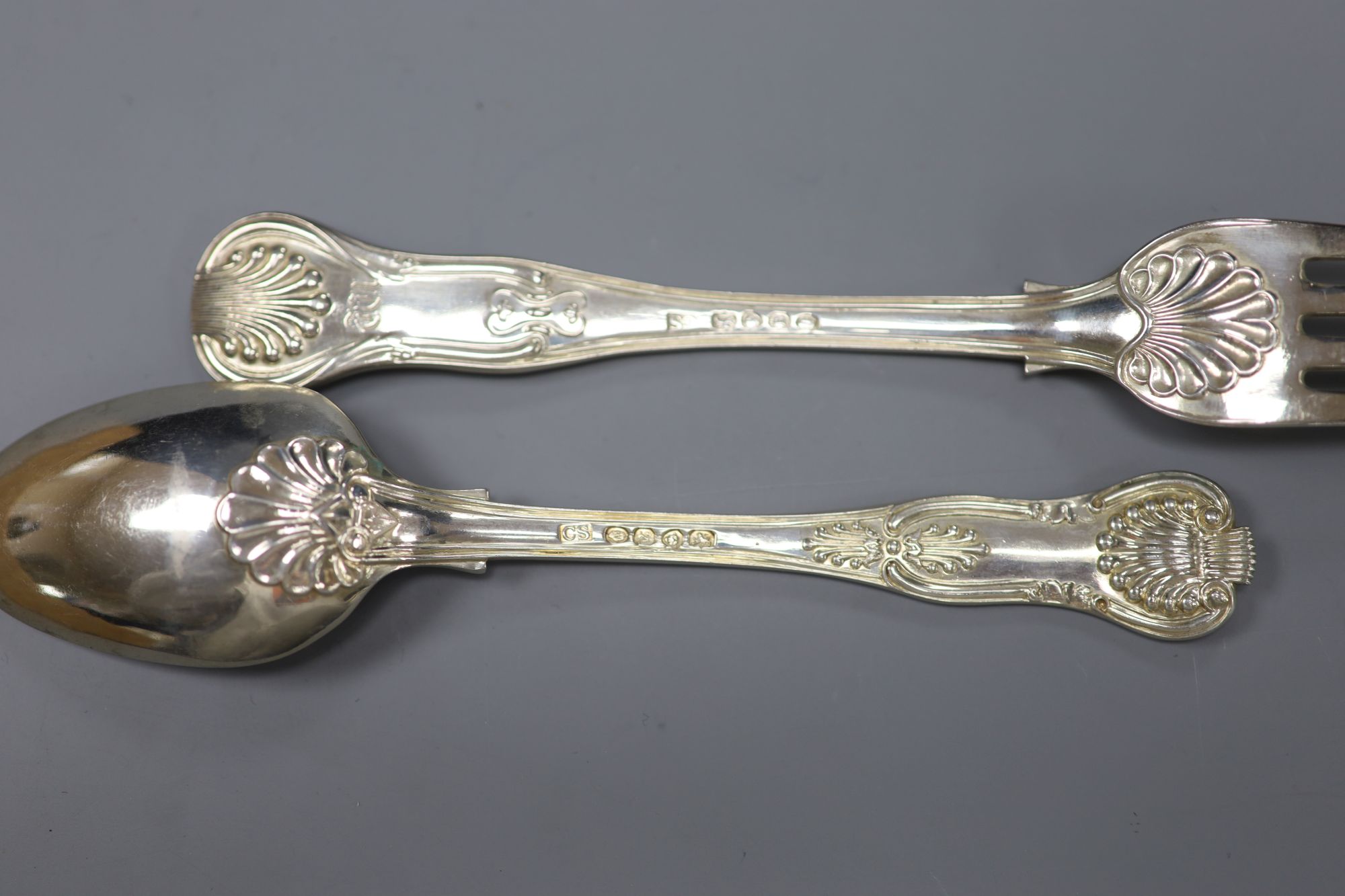 A set of six table and dessert forks and six spoons 1836/37, 43oz